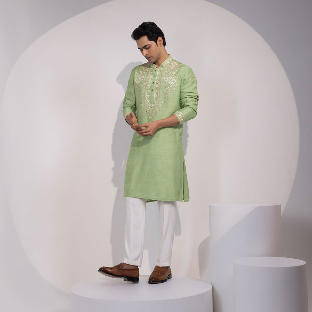 YOSEBA Mehfil Mint Embroidered Kurta with Pant