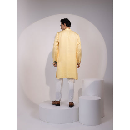 YOSEBA Yellow Cuff Embroidered Kurta with Pant