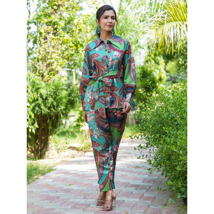 Yufta Green Paisley Printed Co-Ord (Set of 2)