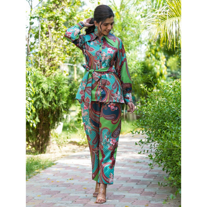 Yufta Green Paisley Printed Co-Ord (Set of 2)