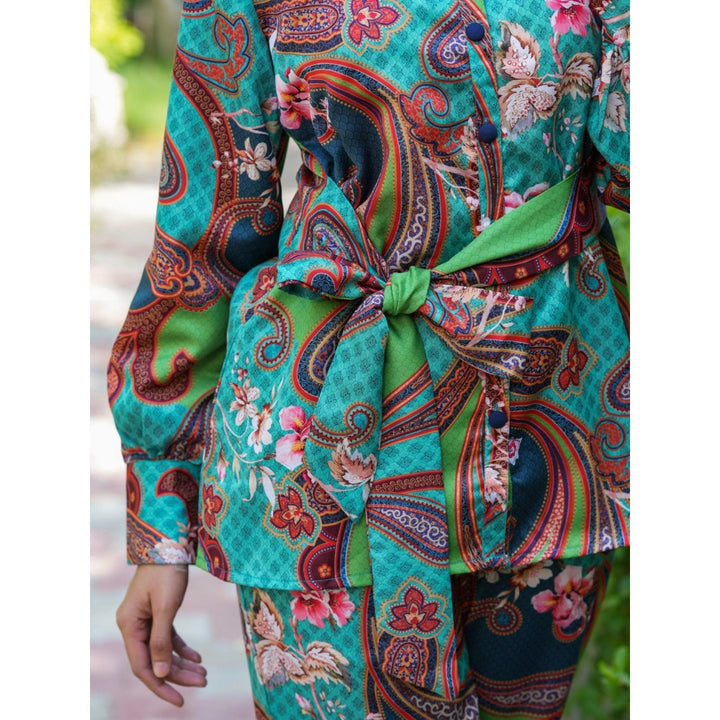 Yufta Green Paisley Printed Co-Ord (Set of 2)