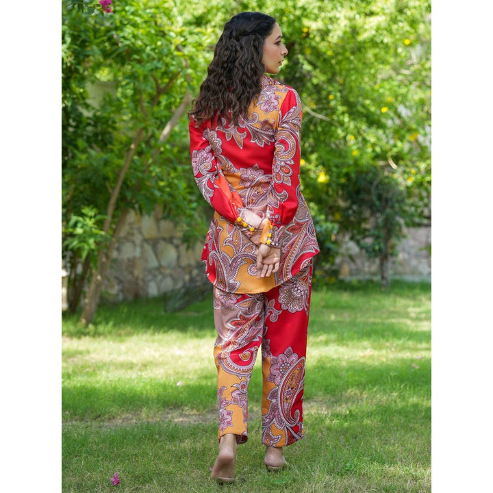 Yufta Red Paisley Printed Co-Ord (Set of 2)