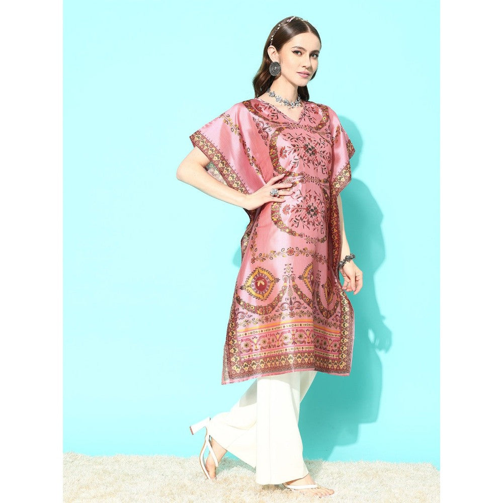 Yufta Women Pink Ethnic Motifs Kaftan Kurta