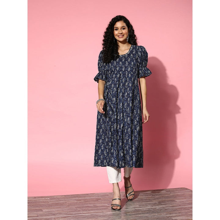 Yufta Women Blue Ethnic Motifs Anarkali Kurta