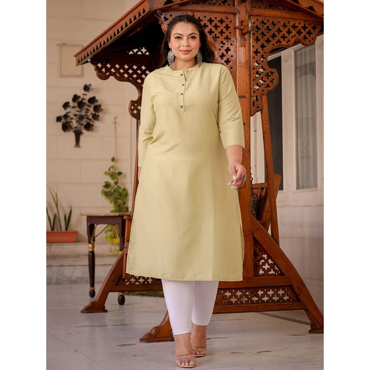 Yufta Women Green Solid Straight Plus Size Kurta