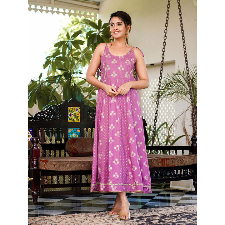 Yufta Women Purple Strappy Anarkali Dress