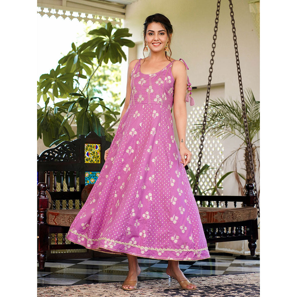 Yufta Women Purple Strappy Anarkali Dress