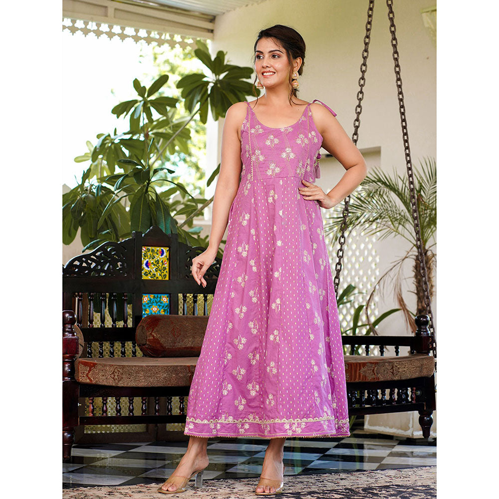 Yufta Women Purple Strappy Anarkali Dress