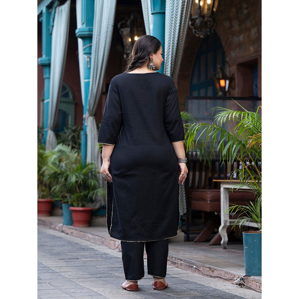 Women Black patch work Kurta with Palazzo & Dupatta