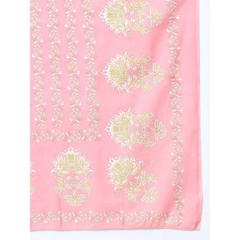 Yufta Pink Ethnic Motifs Straight Kurta with Pant & Dupatta (Set of 3)