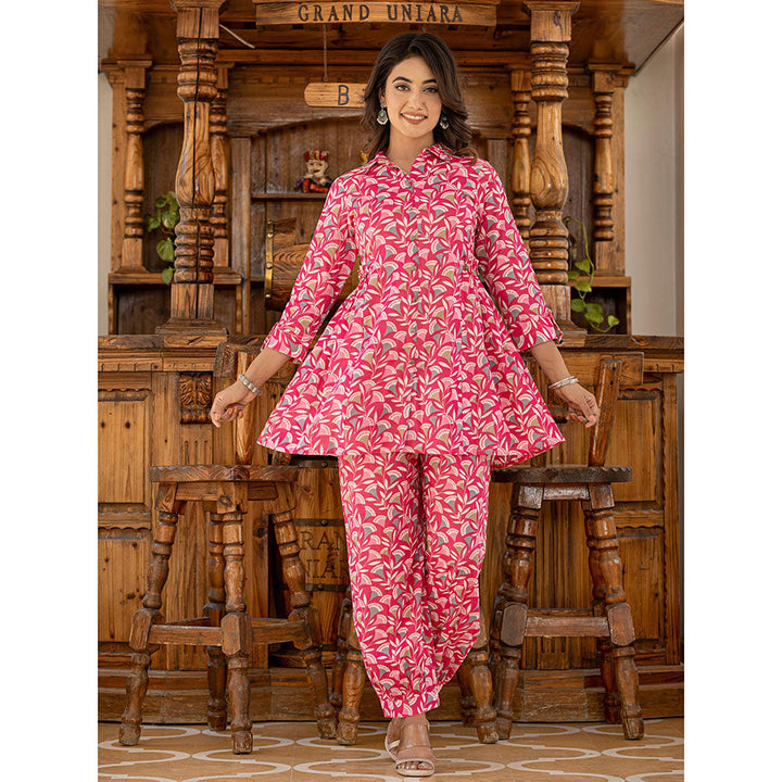 Yufta Ethnic Motifs Print Pink Cotton Co-Ord (Set of 2)