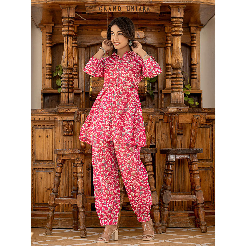 Yufta Ethnic Motifs Print Pink Cotton Co-Ord (Set of 2)