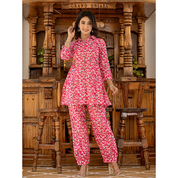 Yufta Ethnic Motifs Print Pink Cotton Co-Ord (Set of 2)