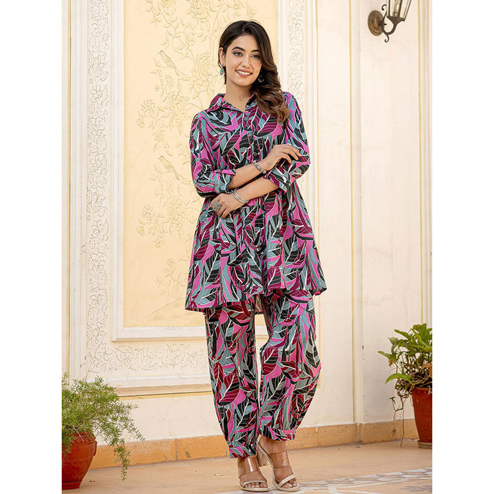 Yufta Multi Leaf Print Cotton Co-Ord (Set of 2)