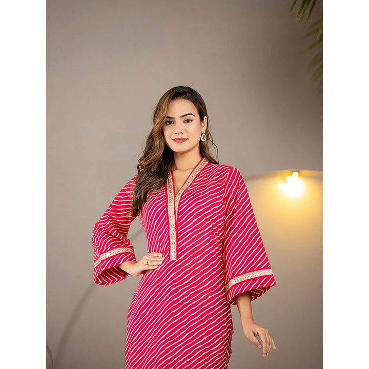 Yufta Cotton Hot Pink Leheriya Kurta