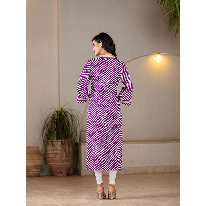 Yufta Cotton Purple Leheriya Kurta