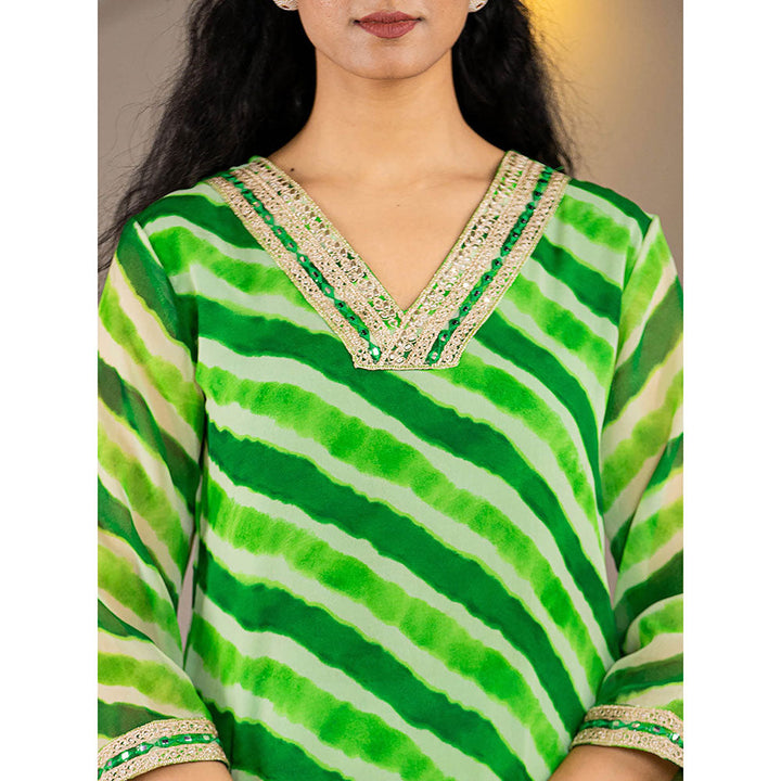 Yufta Green Georgette Leheriya Kurta