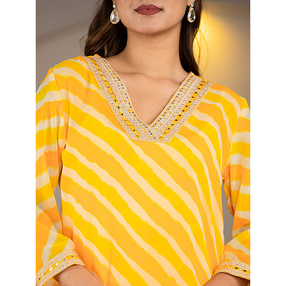 Yufta Yellow Georgette Leheriya Kurta