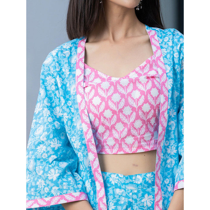 Yufta Multi-Color Crop Top & Shorts With Jacket (Set of 3)