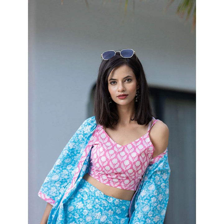 Yufta Multi-Color Crop Top & Shorts With Jacket (Set of 3)