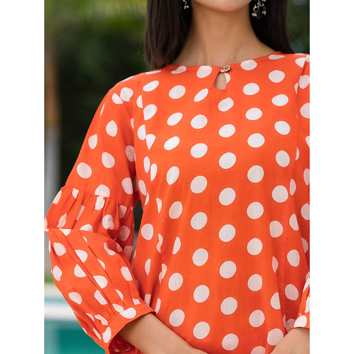 Yufta Orange Polka Dot Print Co-Ord (Set of 2)