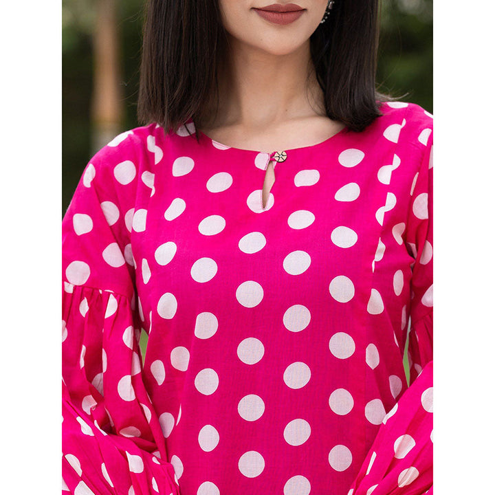 Yufta Pink Polka Dot Print Co-Ord (Set of 2)