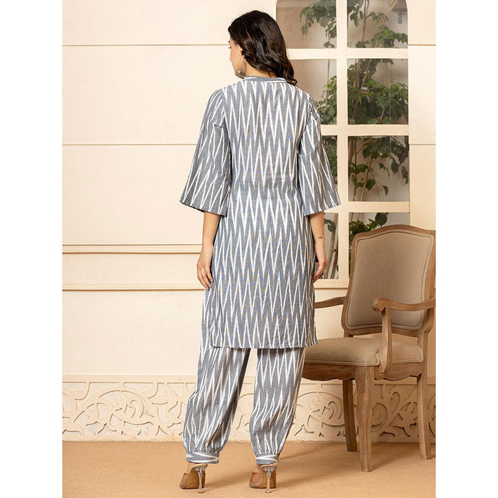 Yufta Grey Cotton Ikat Co-Ord (Set of 2)