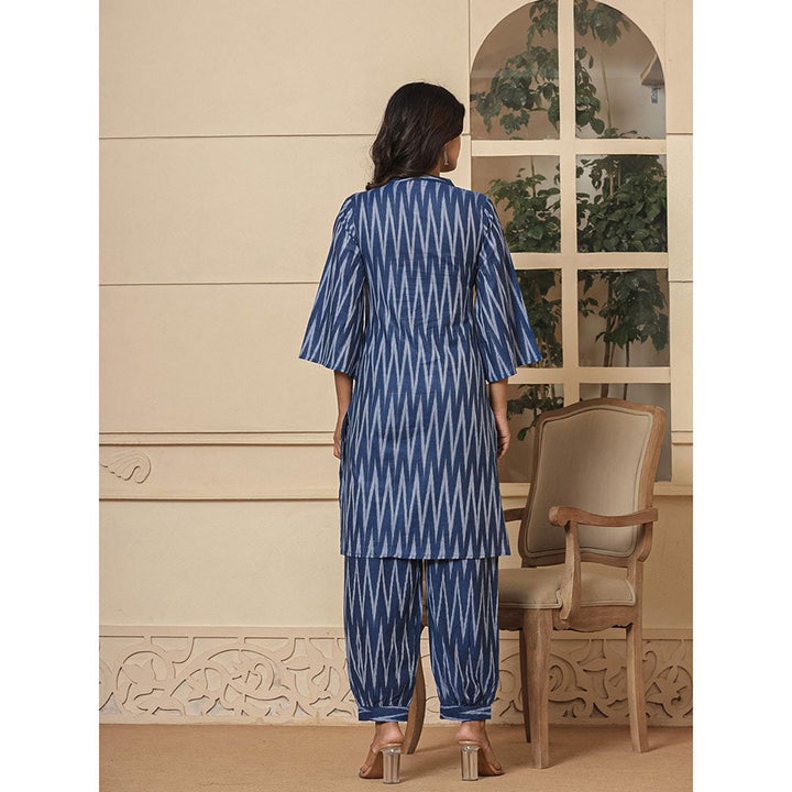 Yufta Blue Cotton Ikat Co-Ord (Set of 2)