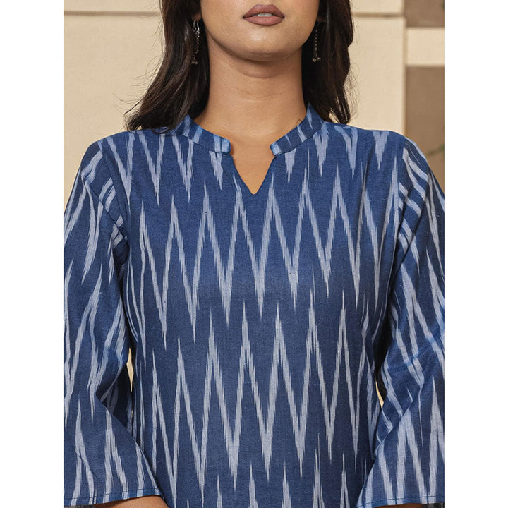 Yufta Blue Cotton Ikat Co-Ord (Set of 2)