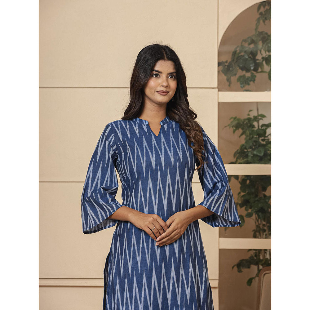 Yufta Blue Cotton Ikat Co-Ord (Set of 2)