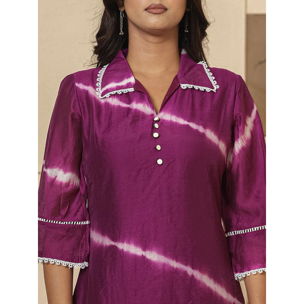 Yufta Purple Chanderi Silk Tie Dye Co-Ord (Set of 2)