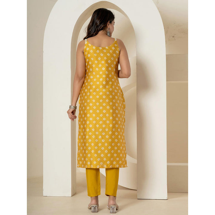 Yufta Mustard Silk Kurta and Pants with Dupatta (Set of 3)