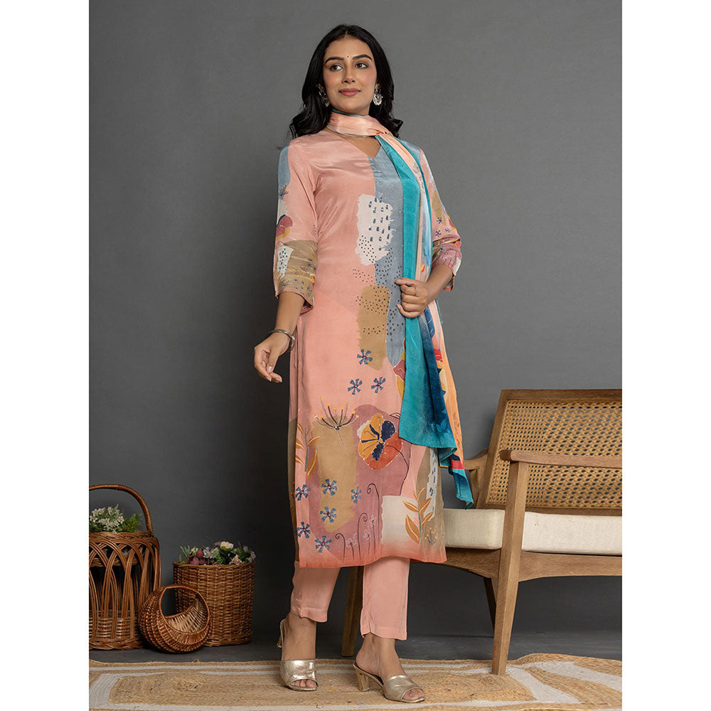 Yufta Print Kurta and Pants with Dupatta (Set of 3)