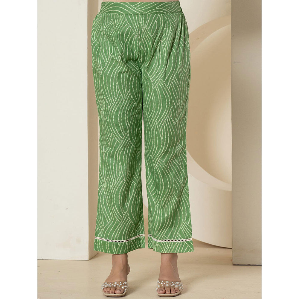 Yufta Green Straight Kurta and Pants with Dupatta (Set of 3)