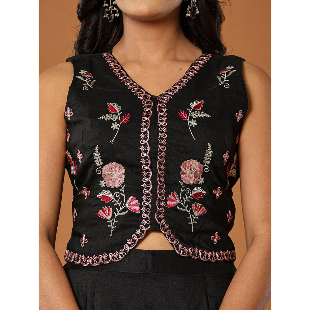 Yufta Cotton Silk Festive Waistcoat Co-Ord with Attached Cotton Lining (Set of 2)