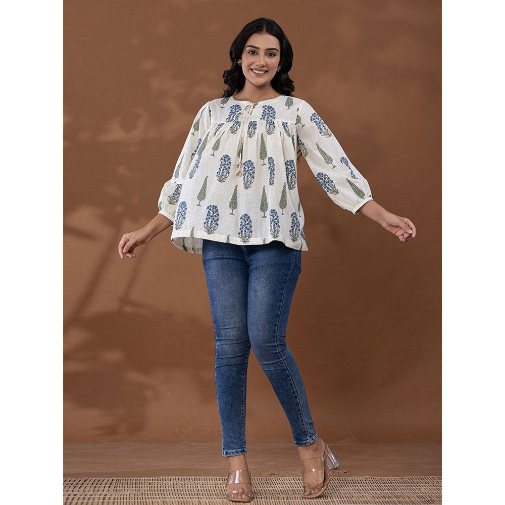 Yufta White Floral Printed Top