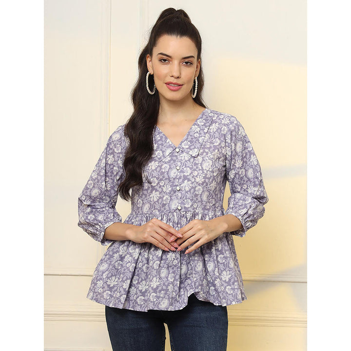 Yufta Cotton Purple Peplum Style Tunic