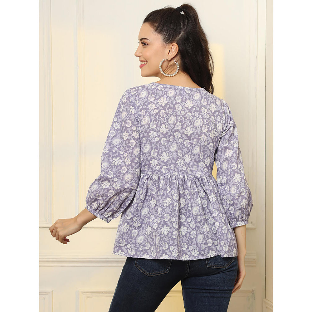 Yufta Cotton Purple Peplum Style Tunic