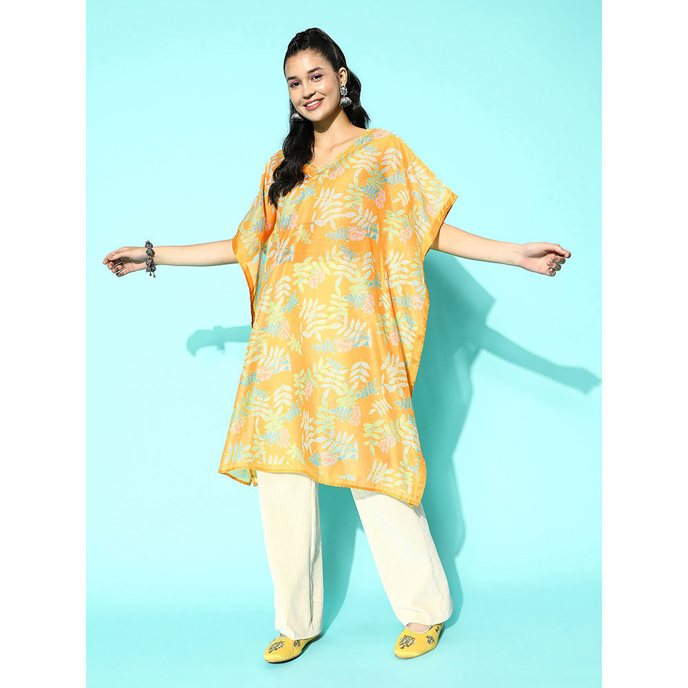 Yufta Women Yellow Ethnic Motifs Kaftan