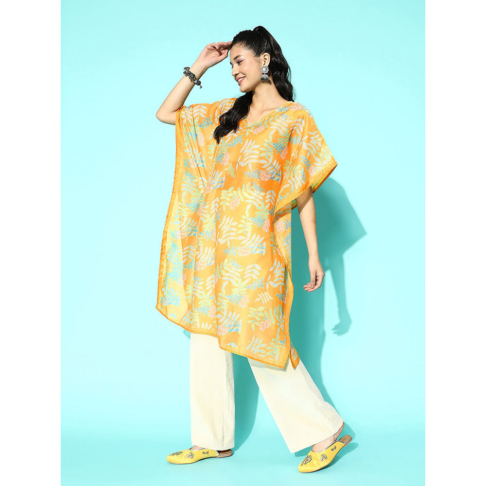 Yufta Women Yellow Ethnic Motifs Kaftan