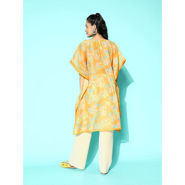 Yufta Women Yellow Ethnic Motifs Kaftan