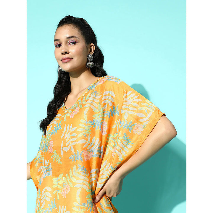 Yufta Women Yellow Ethnic Motifs Kaftan