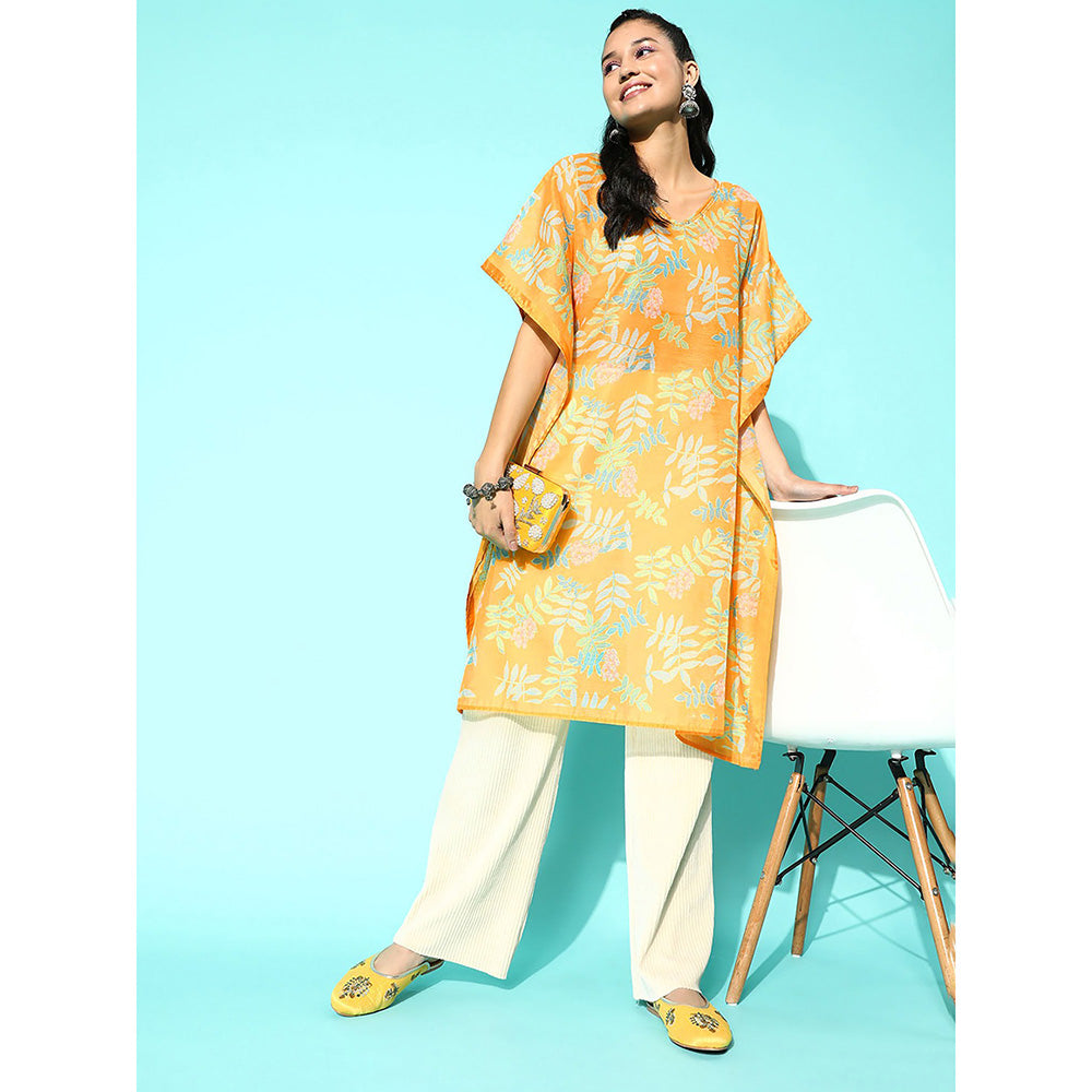 Yufta Women Yellow Ethnic Motifs Kaftan