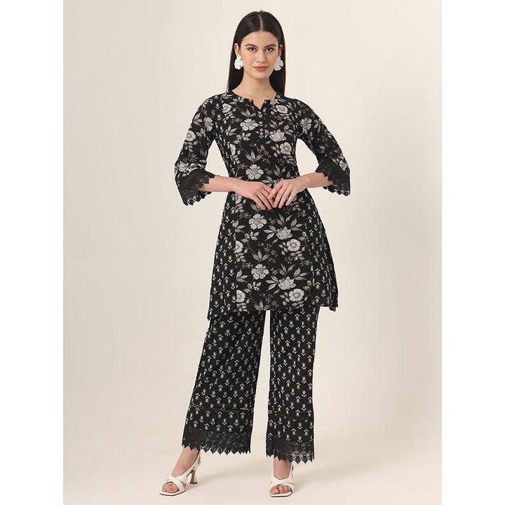 Yufta Black Floral Tunic and Palazzo (Set of 2)