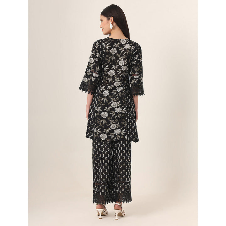 Yufta Black Floral Tunic and Palazzo (Set of 2)