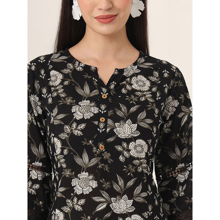 Yufta Black Floral Tunic and Palazzo (Set of 2)