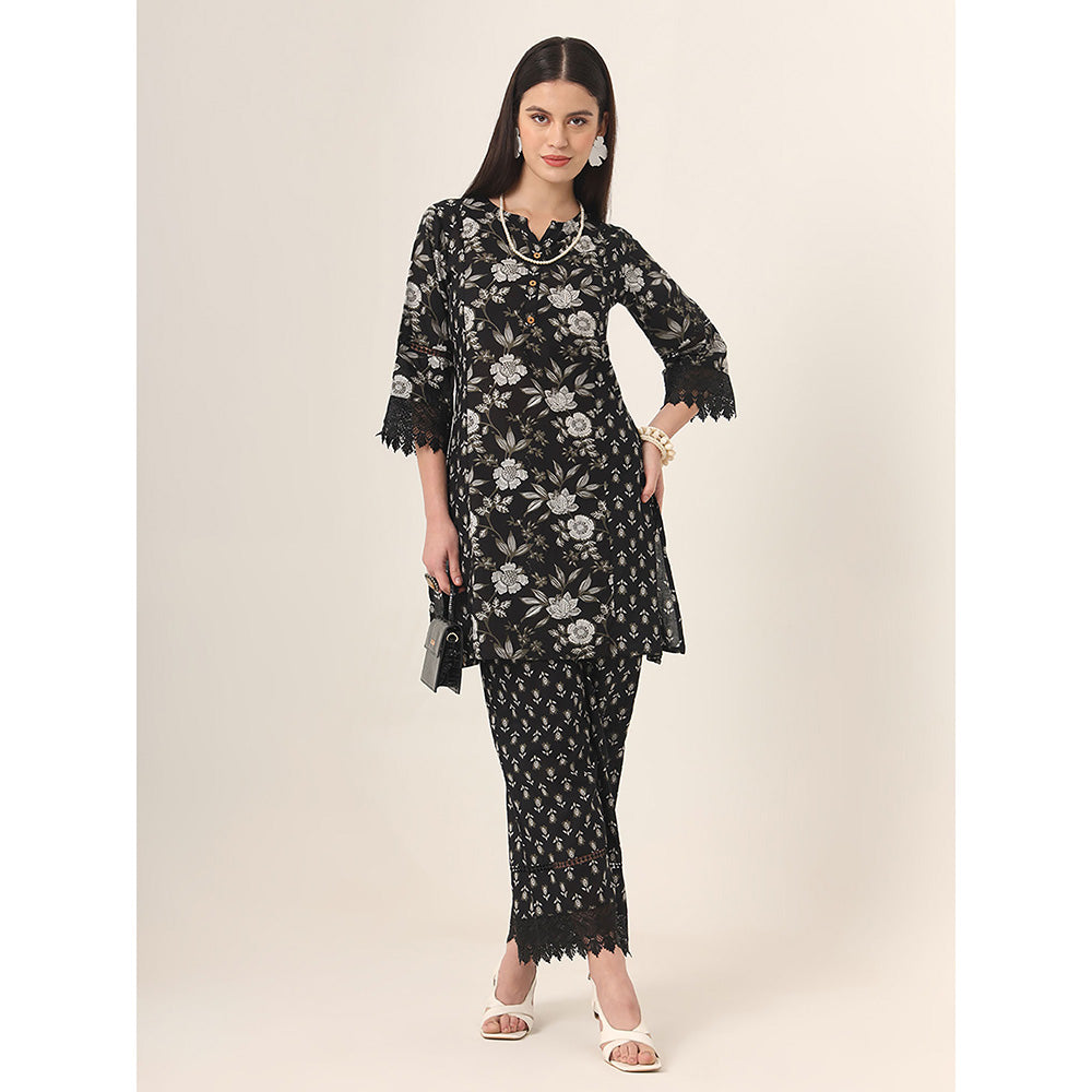 Yufta Black Floral Tunic and Palazzo (Set of 2)