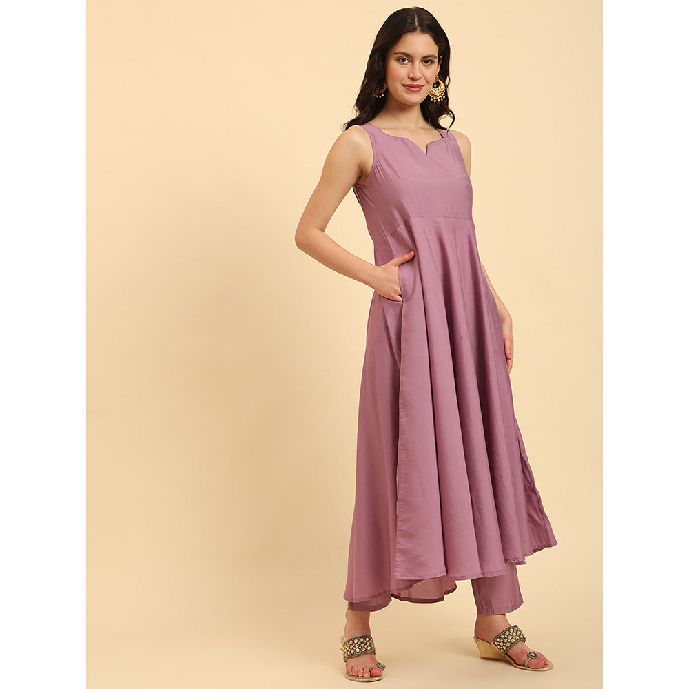 Yufta Purple Solid Kurta and Trouser with Dupatta (Set of 3)