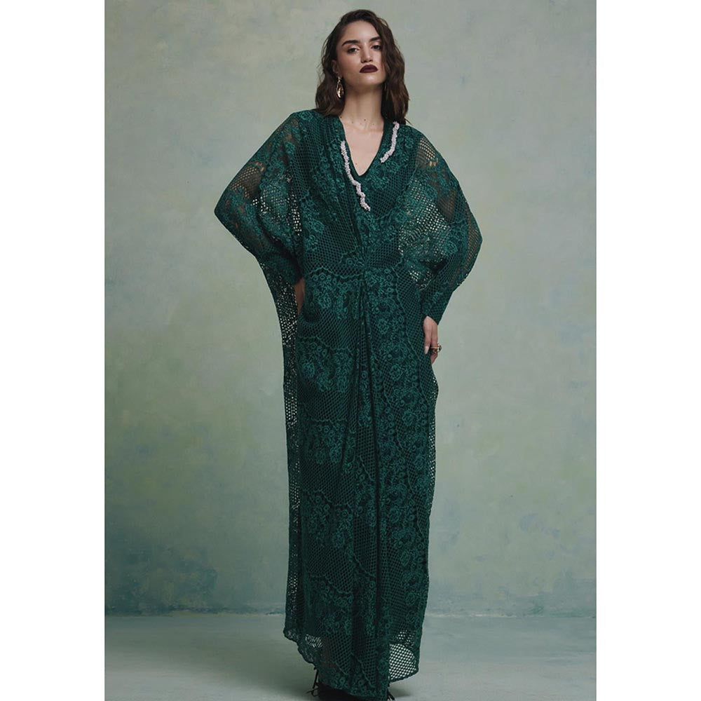 ZABELLA Green Soraya Embellished Kaftan