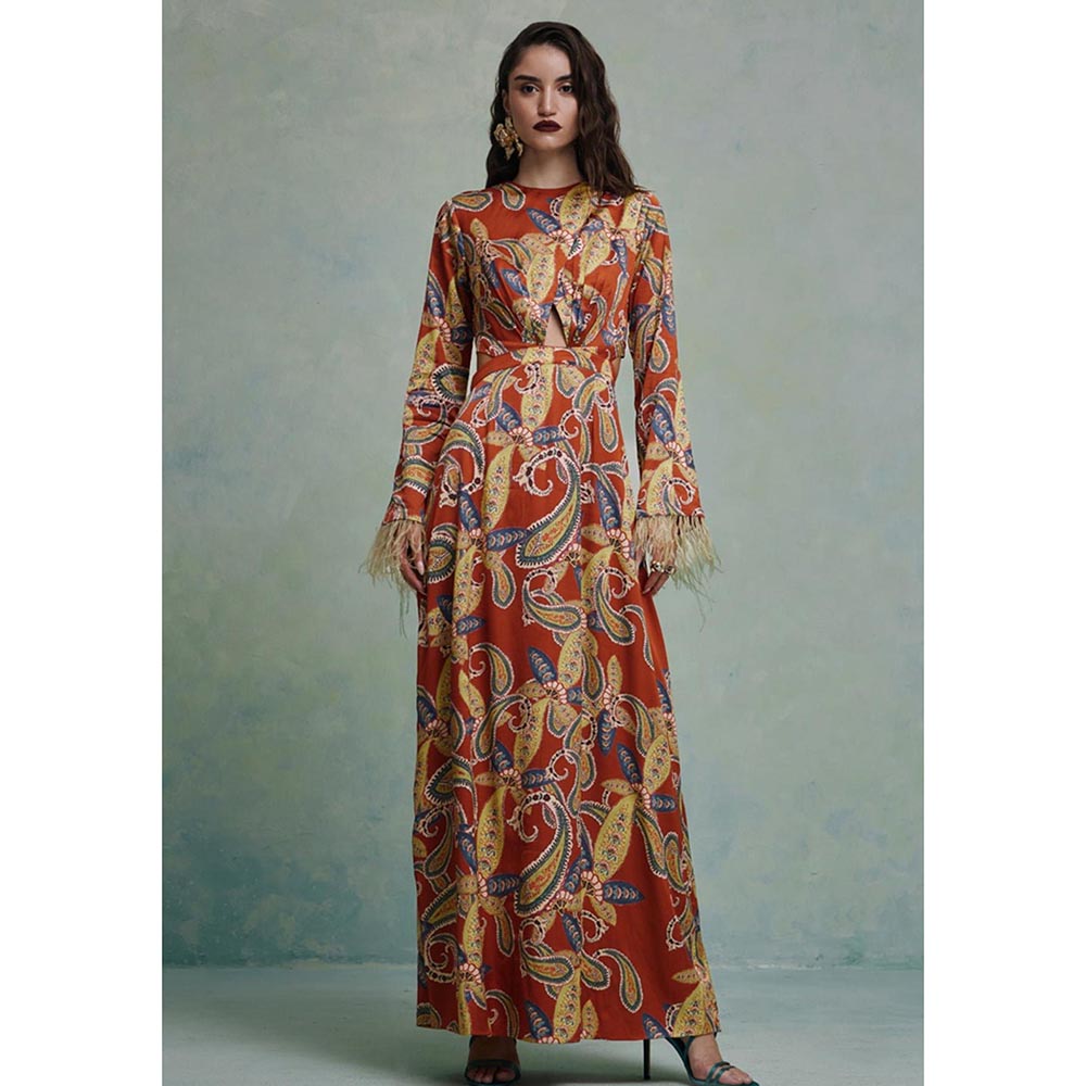 ZABELLA Maroon Sunset Safari Cutout Dress
